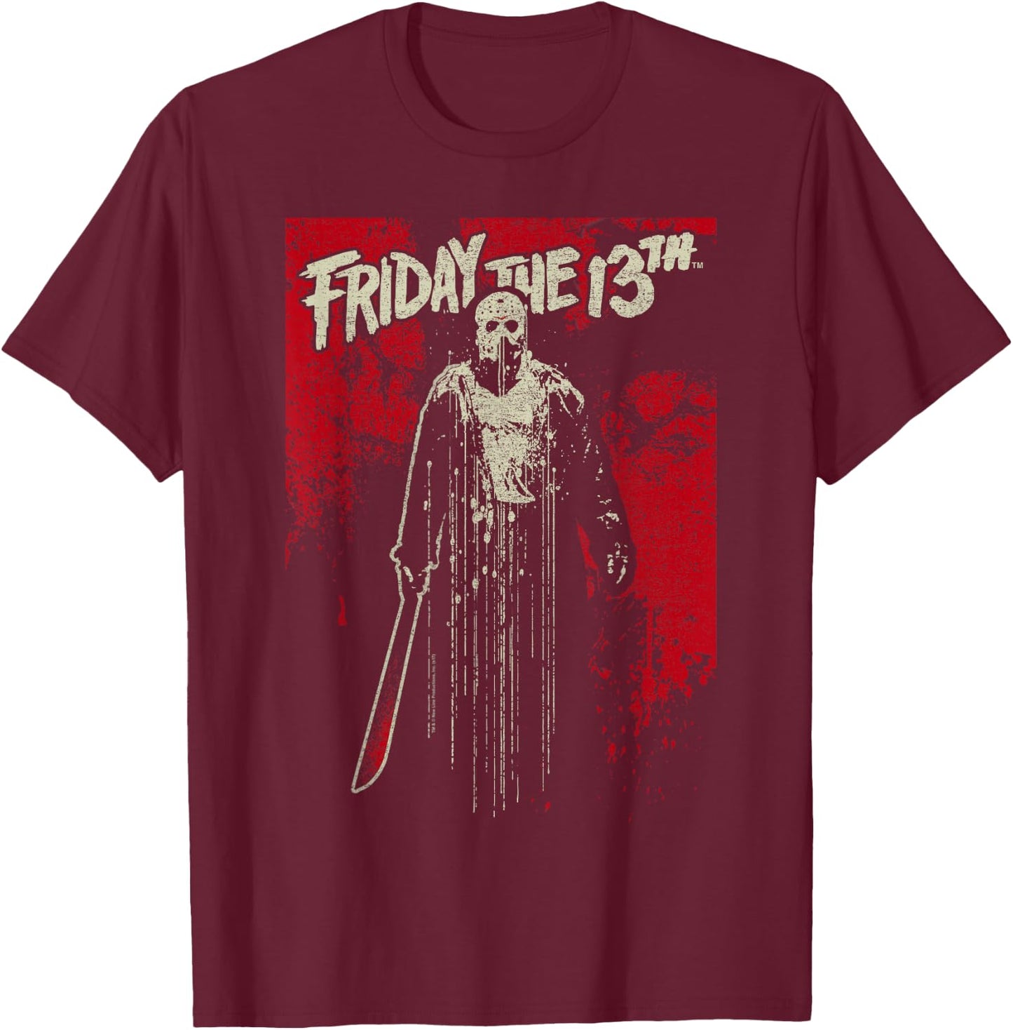 Friday The 13th Jason Drip T Shirt T-Shirt - T-Shirt | Maroon