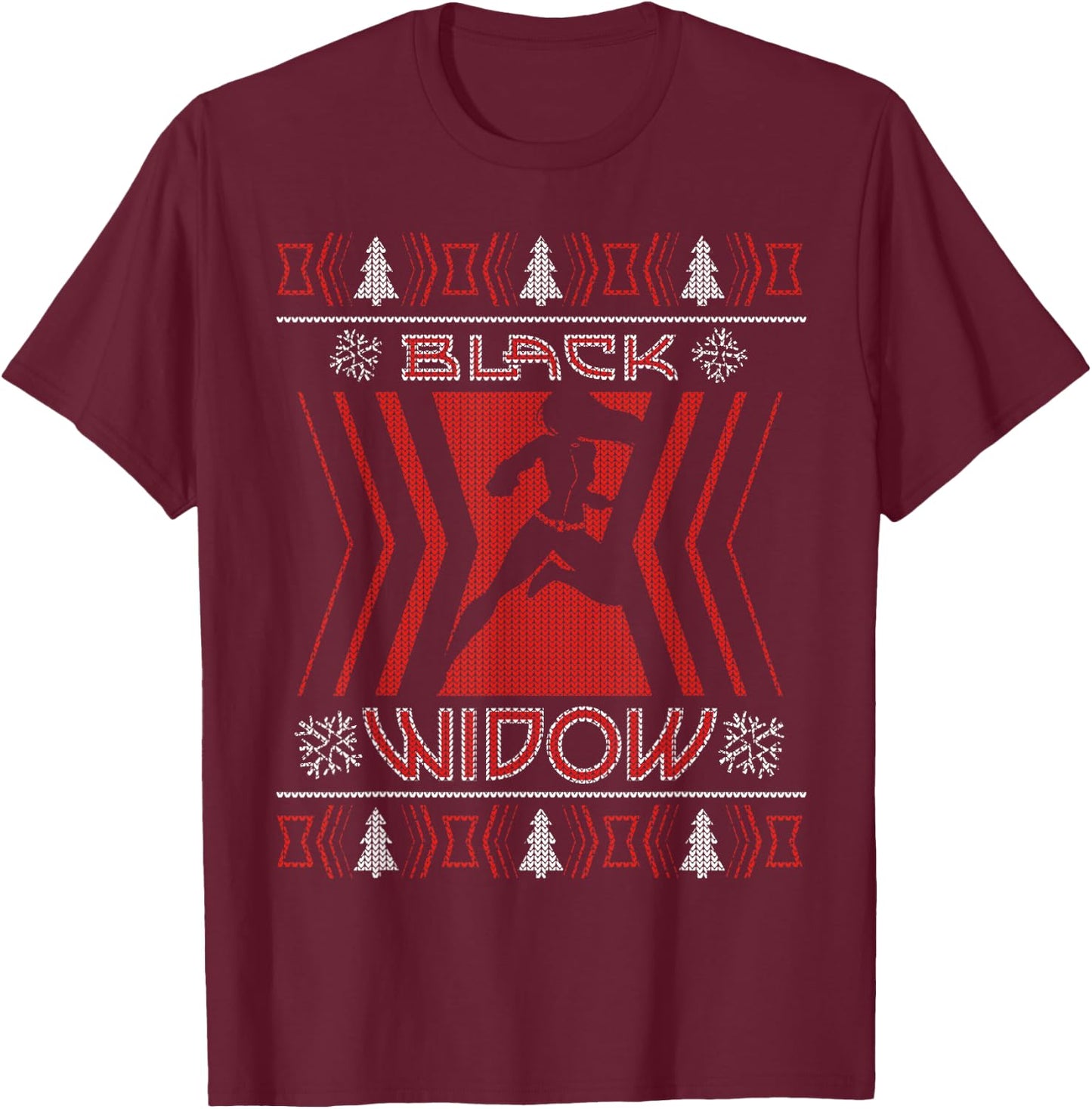 Marvel Black Widow Natasha Romanoff Holiday Sweater T-Shirt - T-Shirt | Maroon