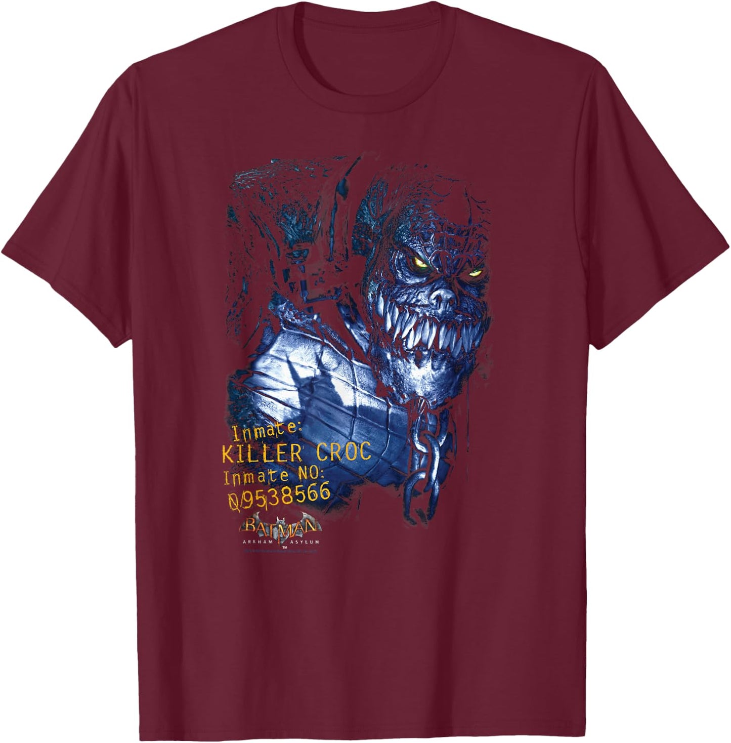 Batman: Arkham Asylum Killer Croc T Shirt T-Shirt - T-Shirt | Maroon