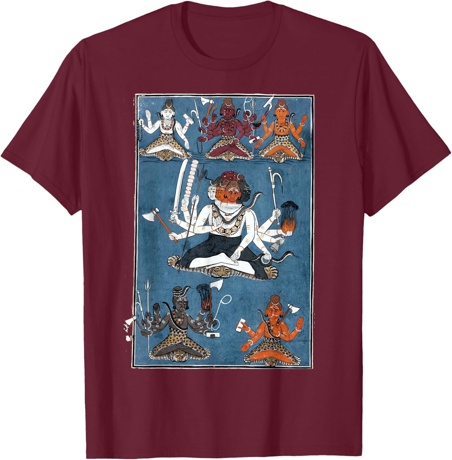 Hindu Shiva Yoga Meditation Mandala T-Shirt - T-Shirt | Maroon