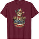 Vintage Cowboy Cat American Flag 4th of July T-Shirt - T-Shirt | Maroon