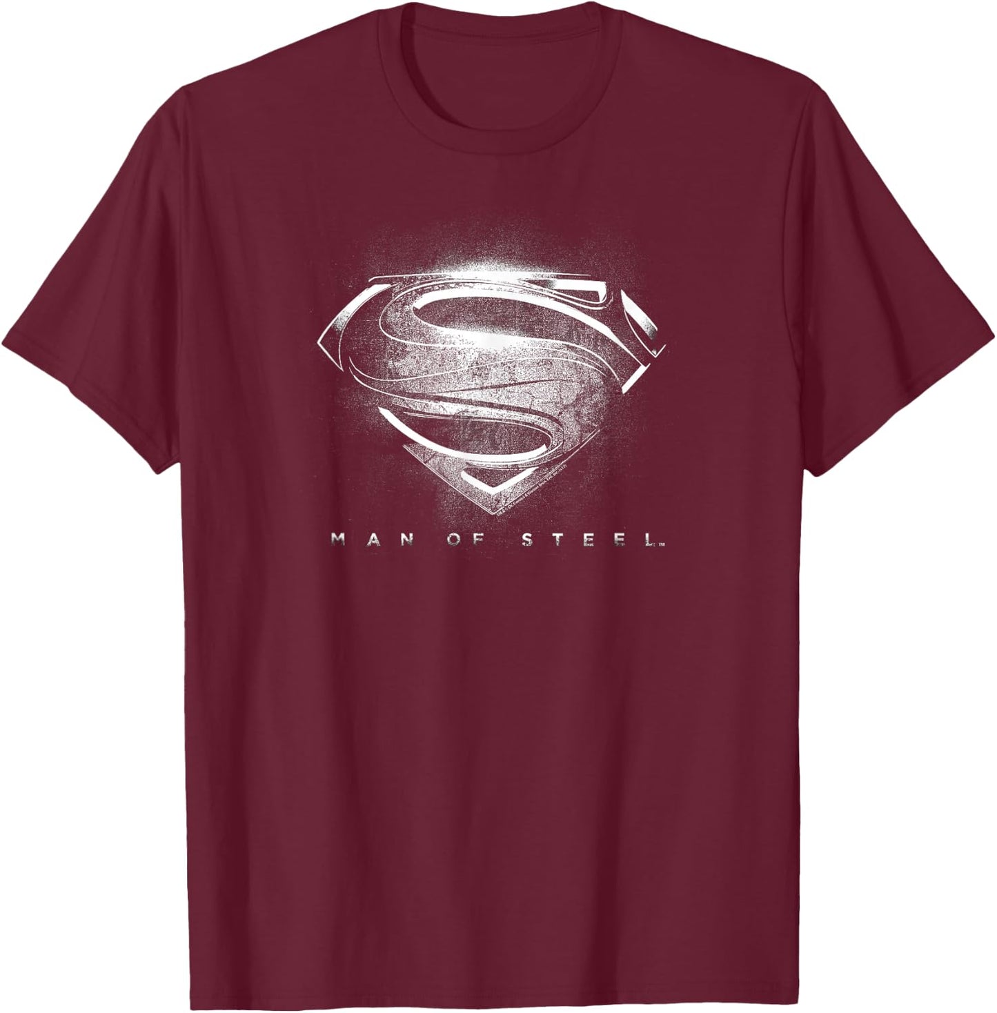 Superman Man of Steel Contrast Logo Symbol T-Shirt - T-Shirt | Maroon