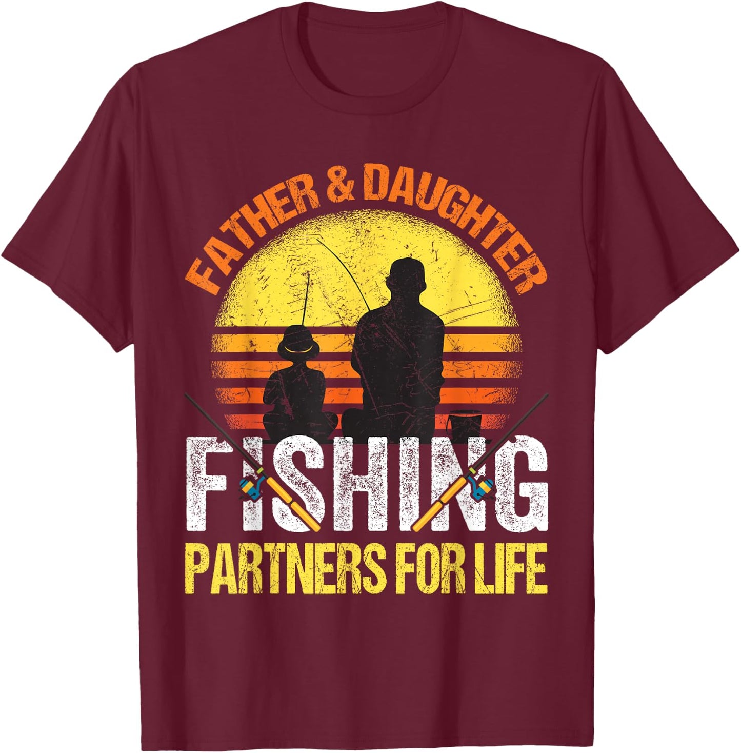 Fisherman Dad and Daughter Fishing Partners For Life Girls T-Shirt - T-Shirt | Maroon