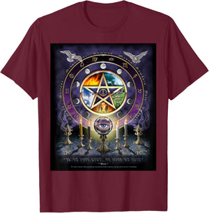 Witches Magical Altar Pentagram Witchcraft Pagan Wicca T-Shirt - T-Shirt | Maroon