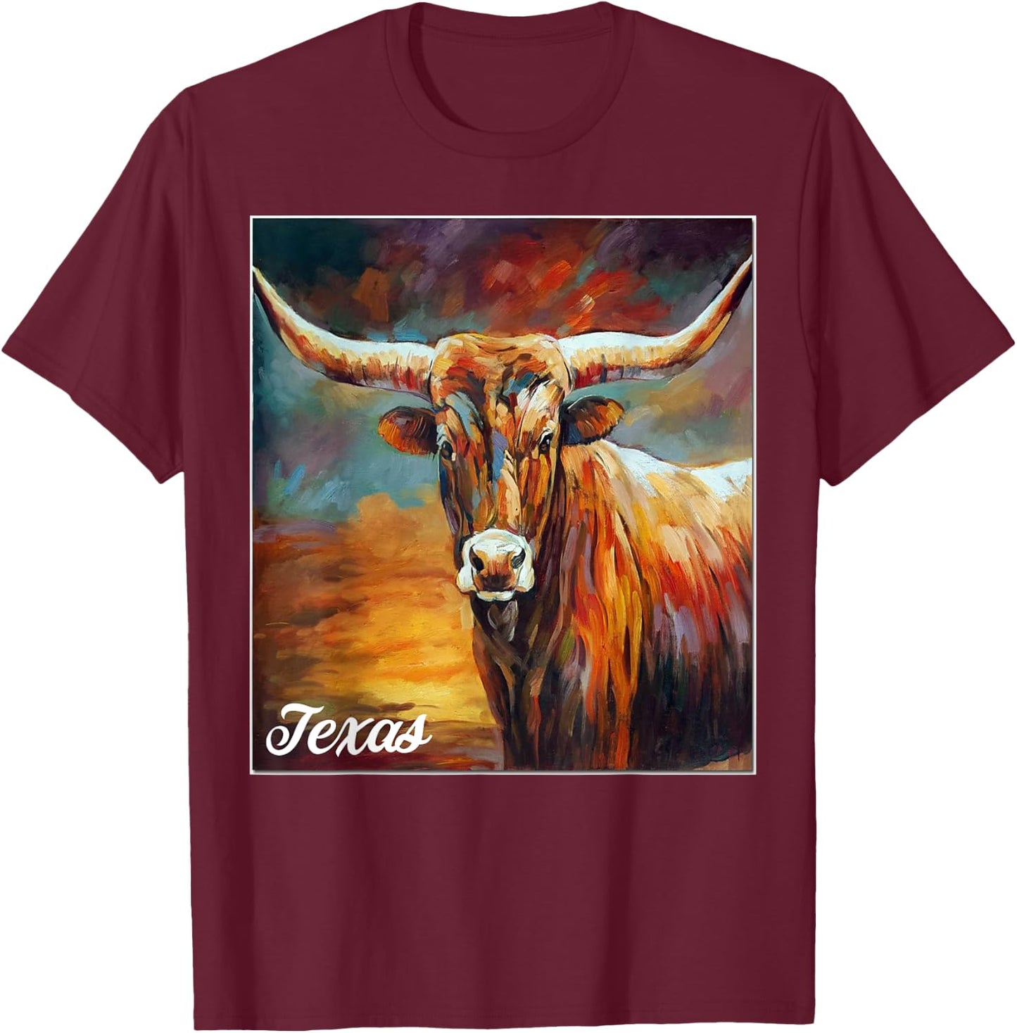 Longhorn Cow Shirts - Longhorn Cattle Gifts - Texas Cattle T-Shirt - T-Shirt | Maroon