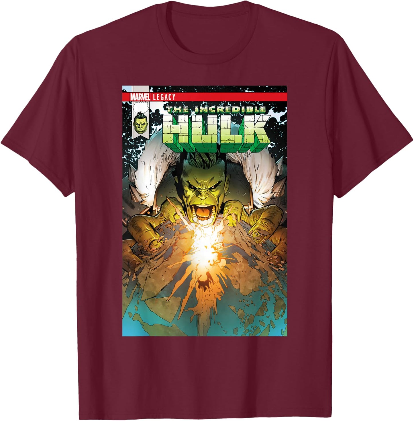 Marvel Hulk Earth Crusher Legacy Comic Cover Graphic T-Shirt - T-Shirt | Maroon