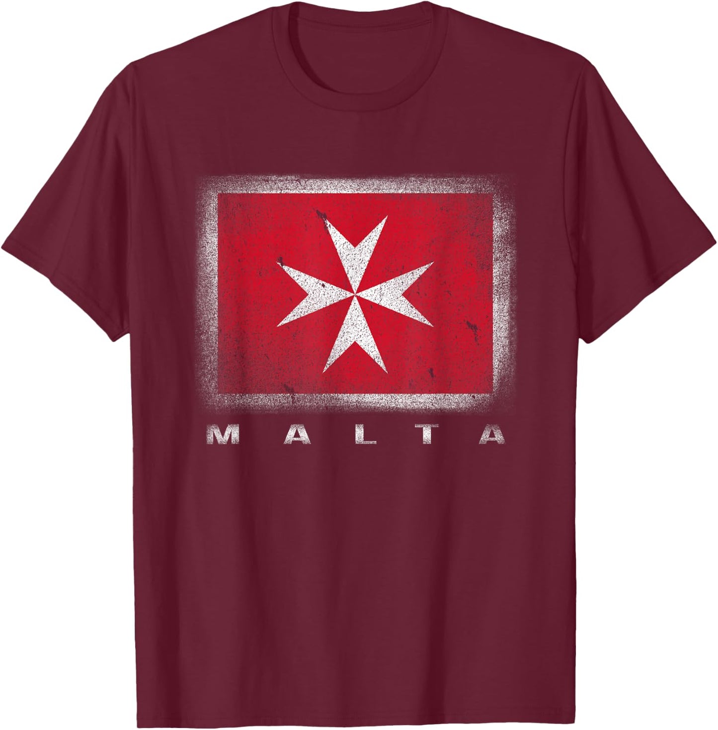 Maltese Cross Flag Malta T-Shirt - T-Shirt | Maroon