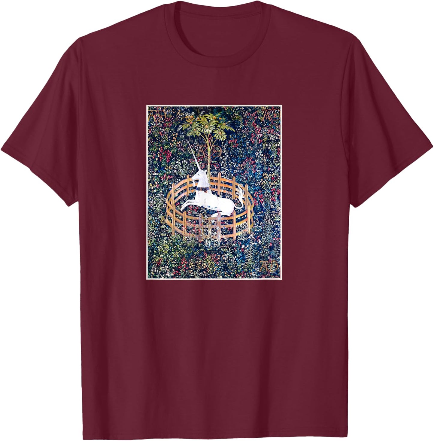 Unicorn medieval Renaissance unicorn art aesthetics T-Shirt - T-Shirt | Maroon