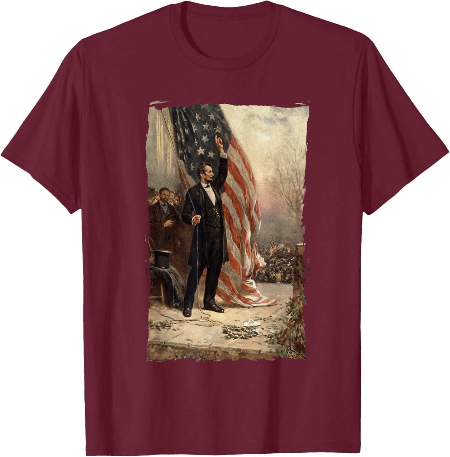 4th of July Independence Day American Flag Abraham Lincoln Kids Men T-Shirt - T-Shirt | Maroon