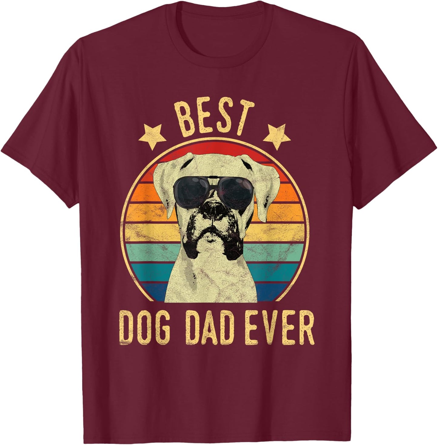 Best Dog Dad Ever Boxer Father's Day Gift Men T-Shirt - T-Shirt | Maroon