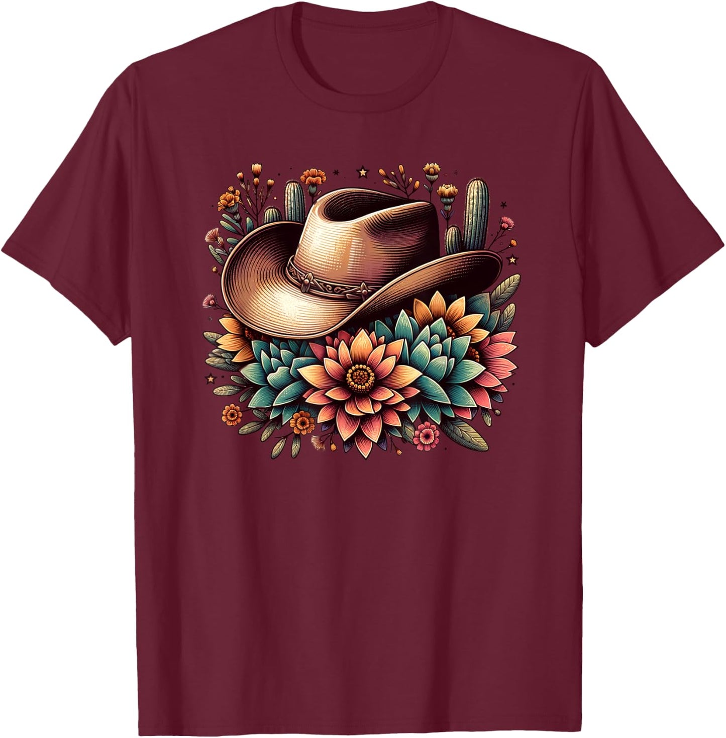 Vintage Cowgirl Cowboy Western Country Rodeo T-Shirt - T-Shirt | Maroon