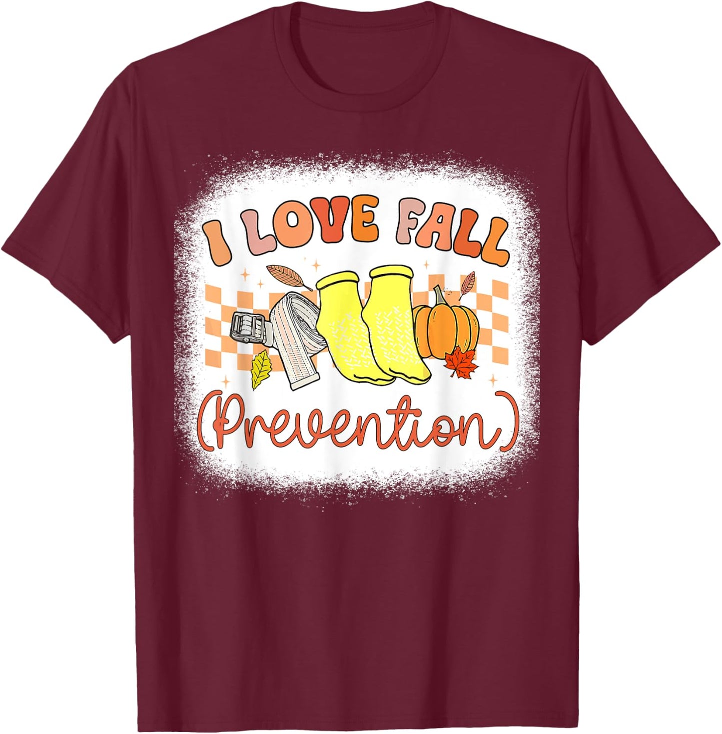 I Love Fall Prevention Nurse Physical Therapy Fall Retro T-Shirt - T-Shirt | Maroon