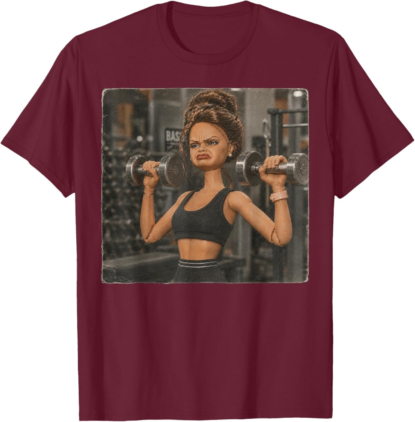 Funny Disgusting Gym Girl Gym Workout Meme Lifting Weights T-Shirt - T-Shirt | Maroon