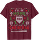 I'll Be Home for Christmas Baseball Ugly Christmas T-Shirt - T-Shirt | Maroon