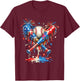 Baseball Drip Ice Cream Patriot American Flag 4th of July T-Shirt - T-Shirt | Maroon