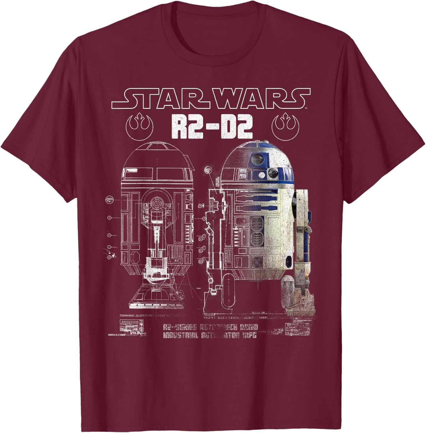 Star Wars R2-D2 Astromech Droid Schematic Graphic T-Shirt - T-Shirt | Maroon