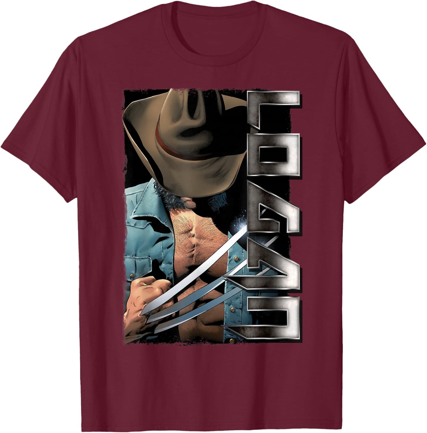 Marvel X-Men Wolverine Old Man Logan Profile Graphic T-Shirt - T-Shirt | Maroon