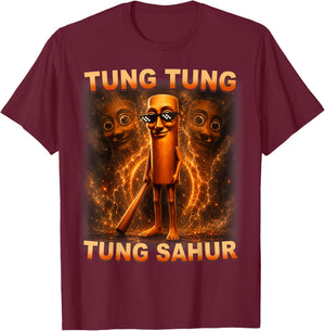 Tung Tung Tung Sahur is Calling Funny Italian Brainrot T-Shirt - T-Shirt | Maroon