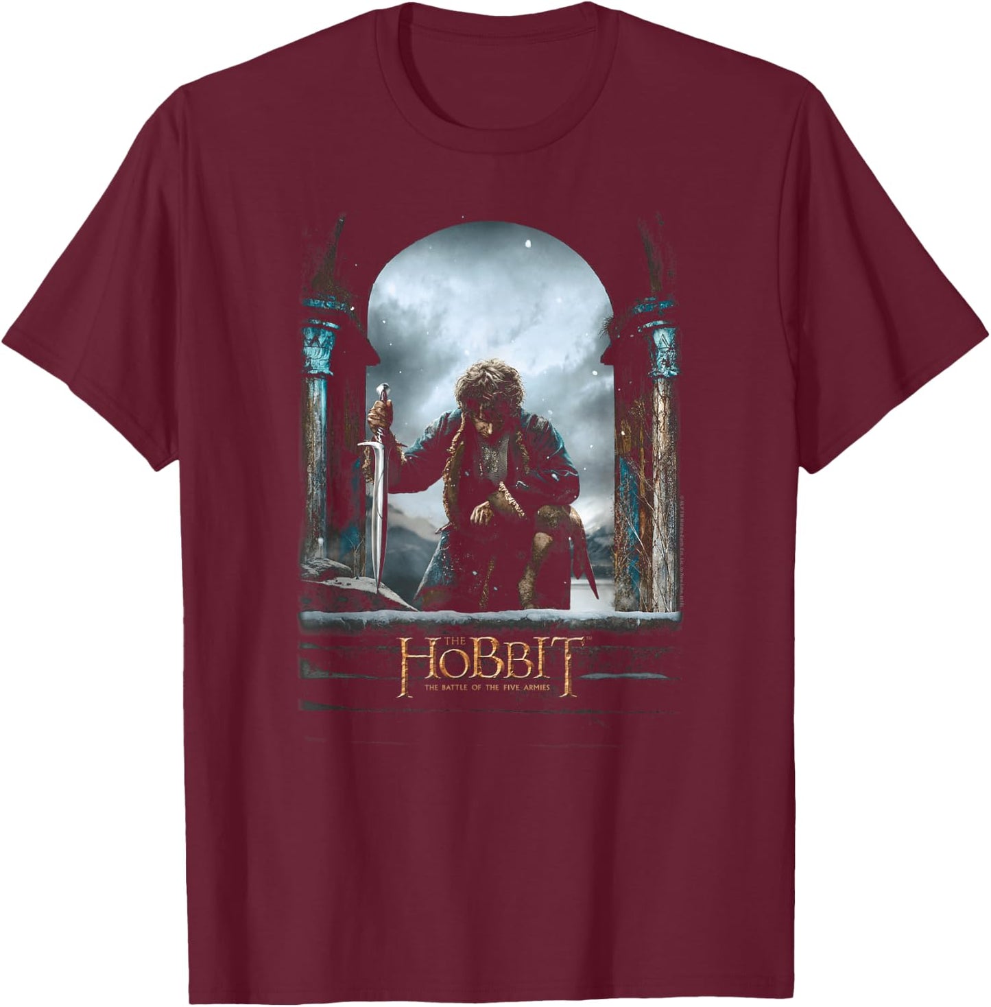 Hobbit Bilbo Kneel Poster T Shirt T-Shirt - T-Shirt | Maroon