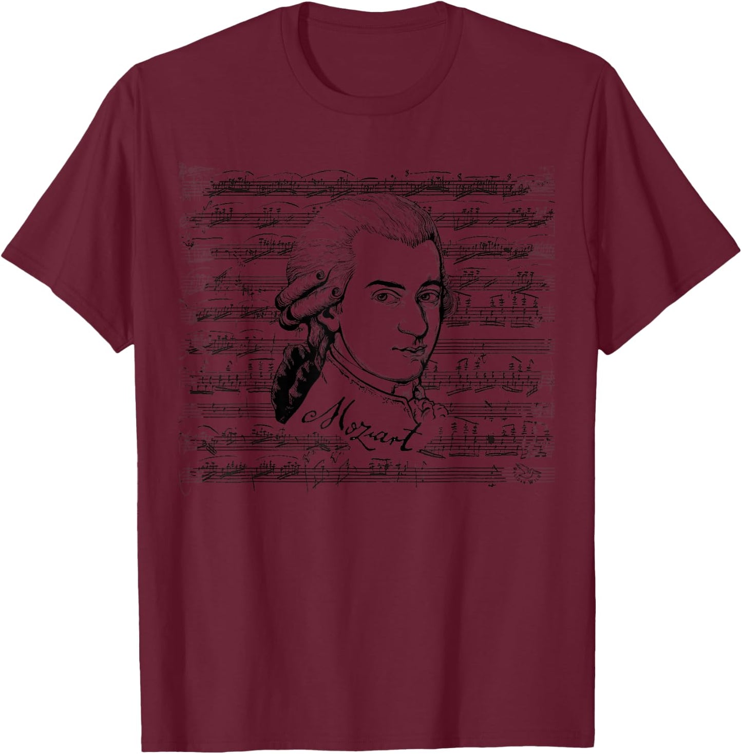 Mozart Mozart Portrait Classical Music Lover Gift T-Shirt - T-Shirt | Maroon