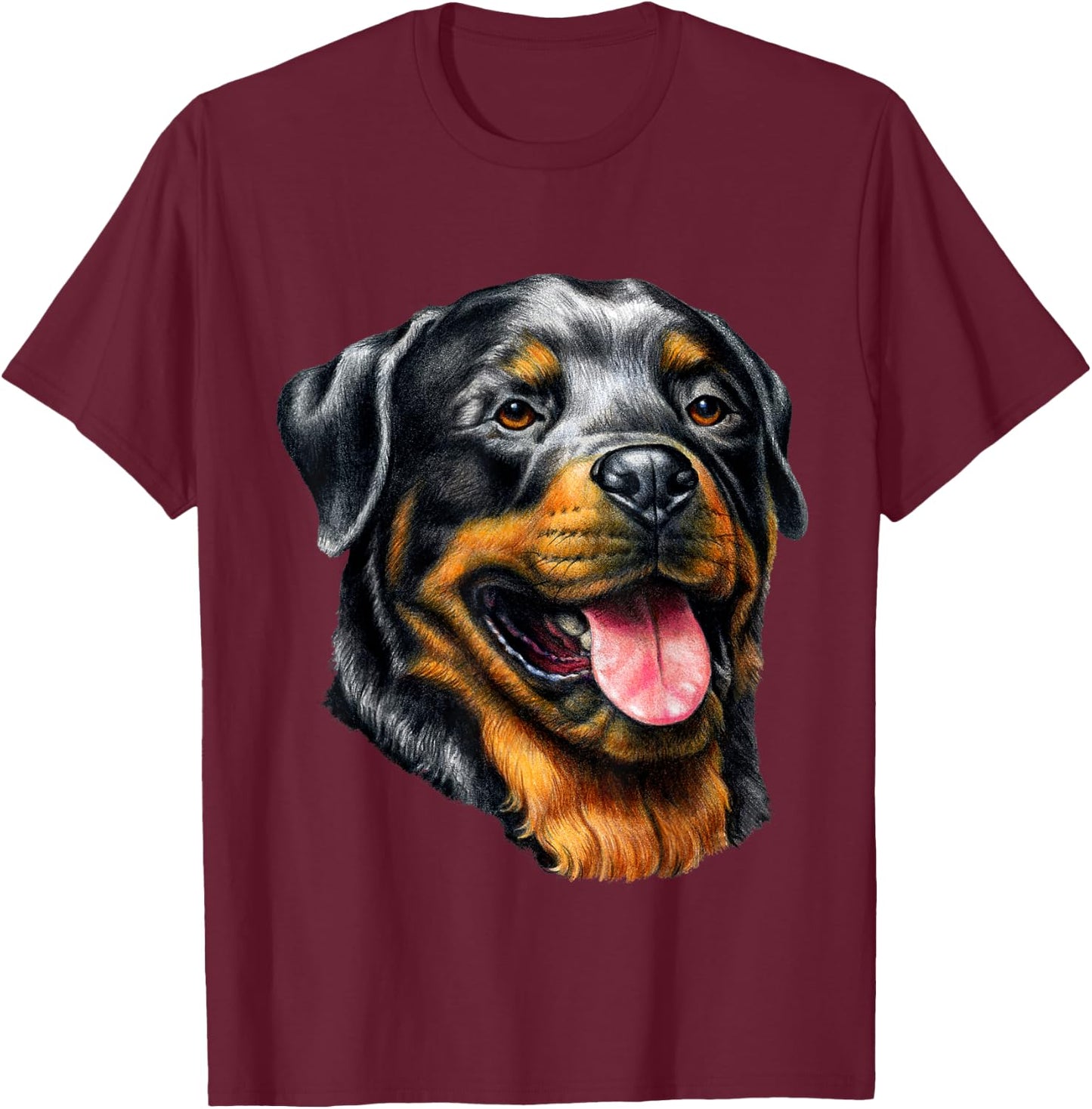 Face Portrait Watercolor Painting Rott Cool Dog Rottweiler T-Shirt - T-Shirt | Maroon