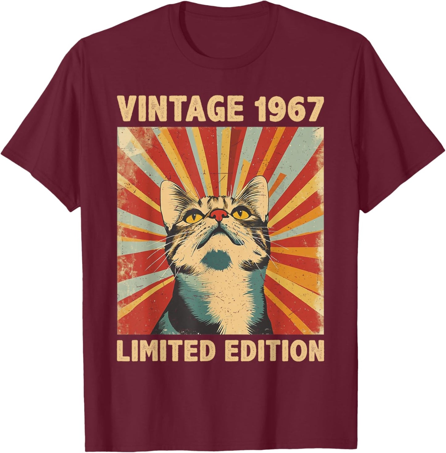 59 Years Old Gift Vintage 1967 Cat Lover 59th Birthday T-Shirt - T-Shirt | Maroon