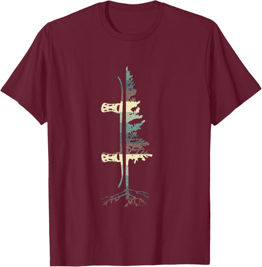 Vintage Pine Snowboard Snowboarding Gift Shirt T-Shirt - T-Shirt | Maroon
