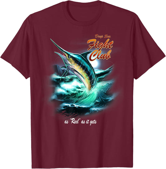 Deep Sea Fight Club Marlin Reel As It Gets T-Shirt - T-Shirt | Maroon