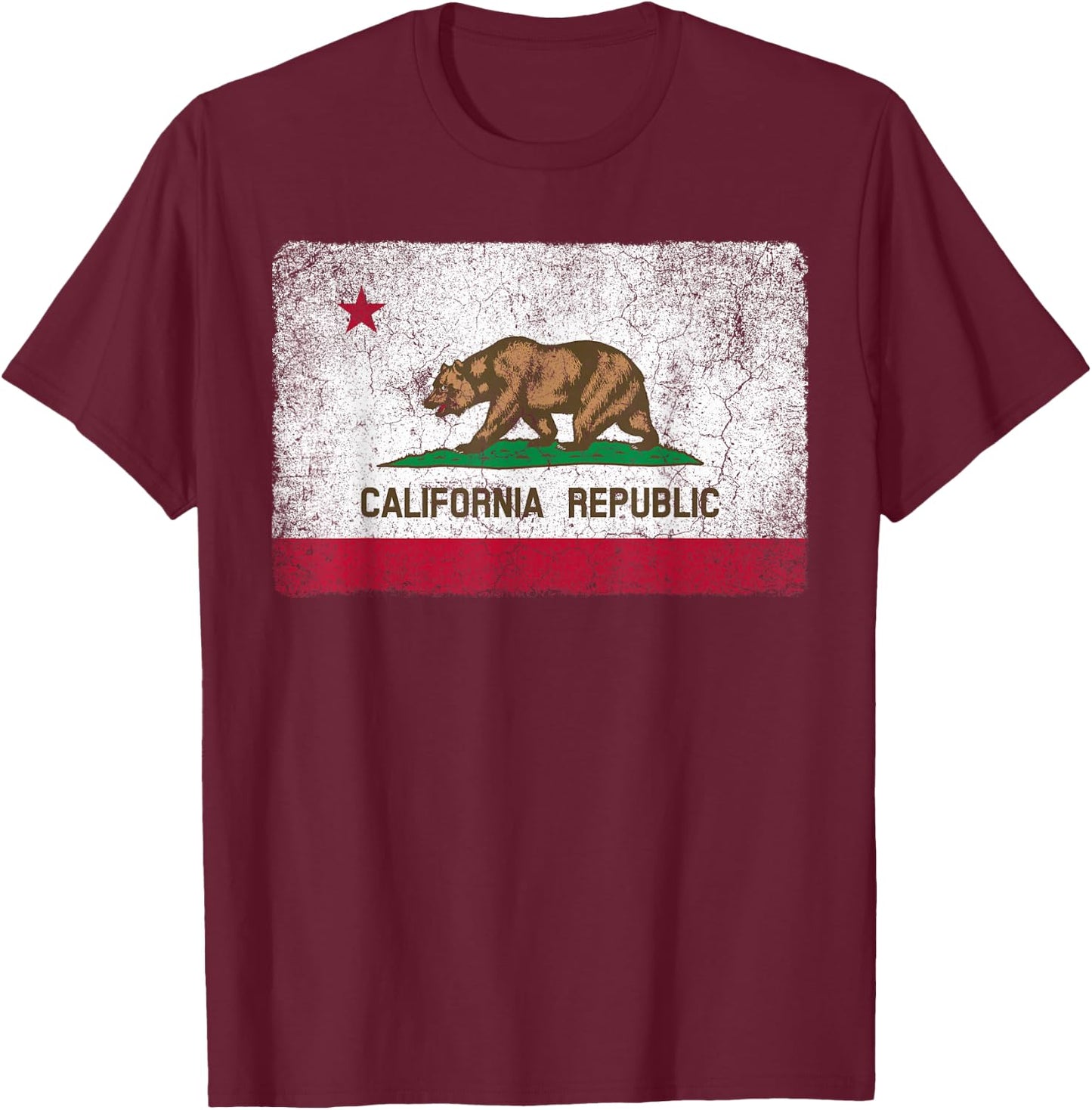 California Flag Republic Vintage Retro Official Gift T-Shirt - T-Shirt | Maroon