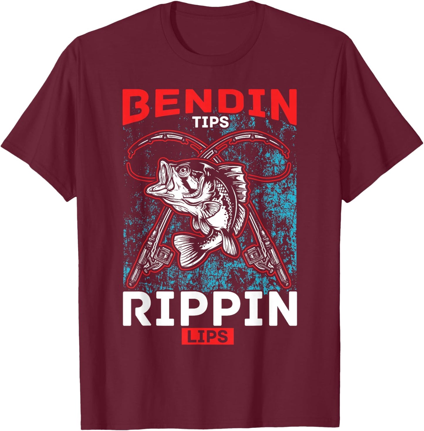 Bending Tips Ripping Lips Fishing Humour Gift T-Shirt - T-Shirt | Maroon