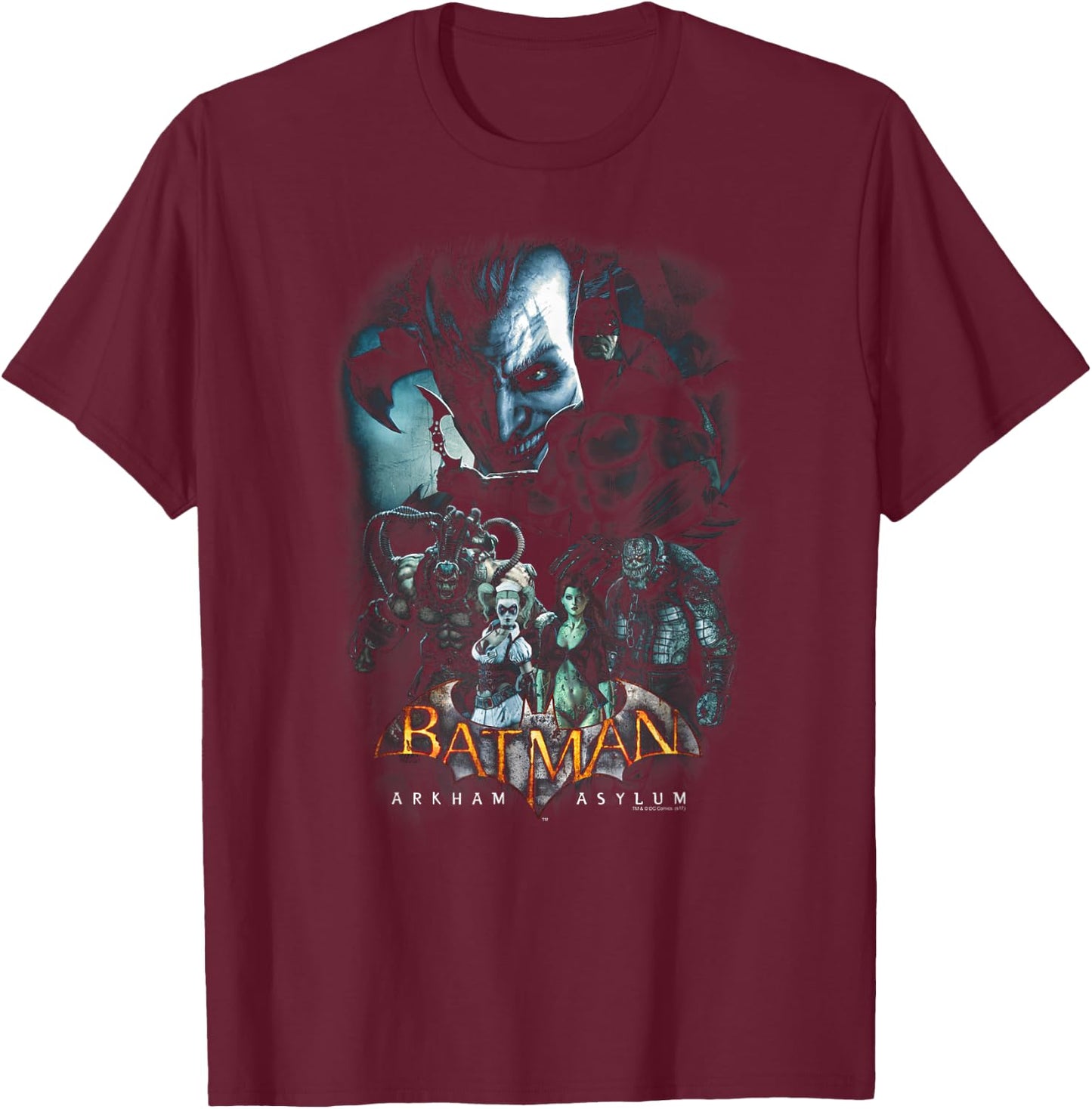 Batman: Arkham Asylum Five Against One T-Shirt - T-Shirt | Maroon