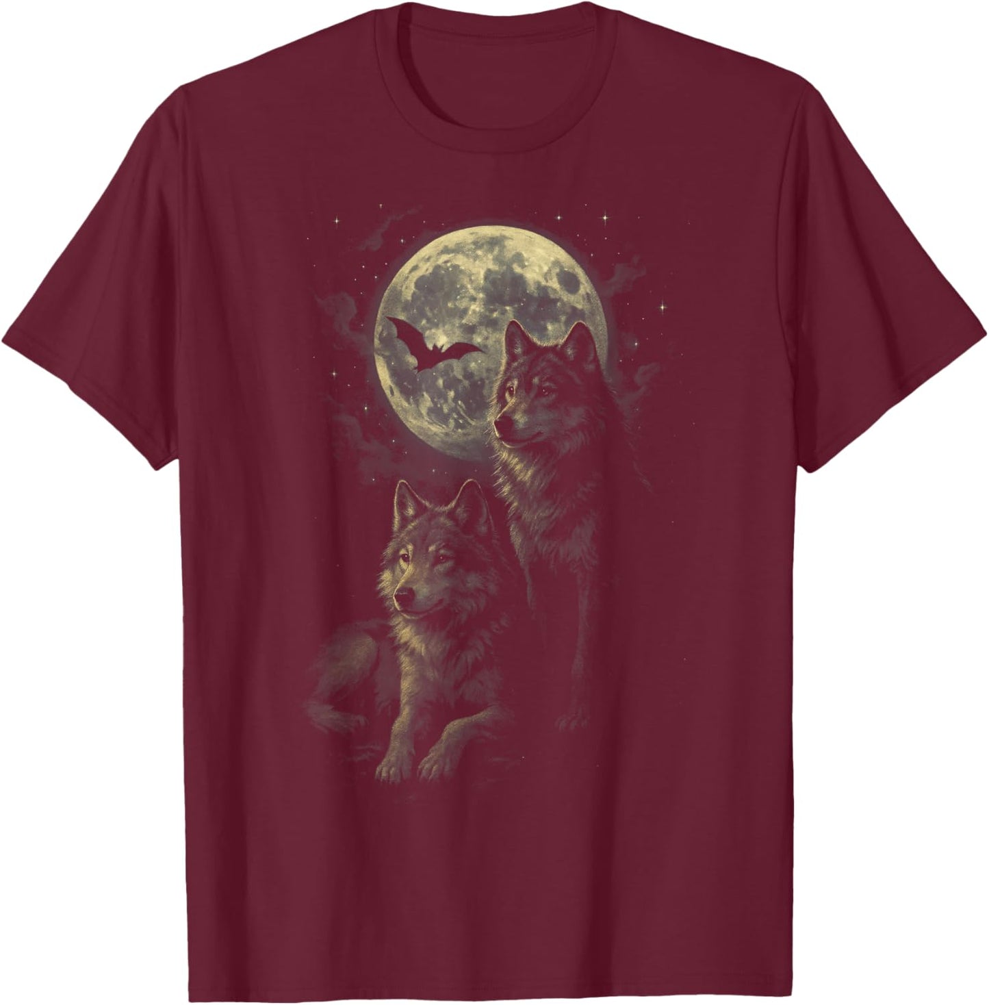 Mountain Wolves - Moonlit Night Howl T-Shirt - T-Shirt | Maroon