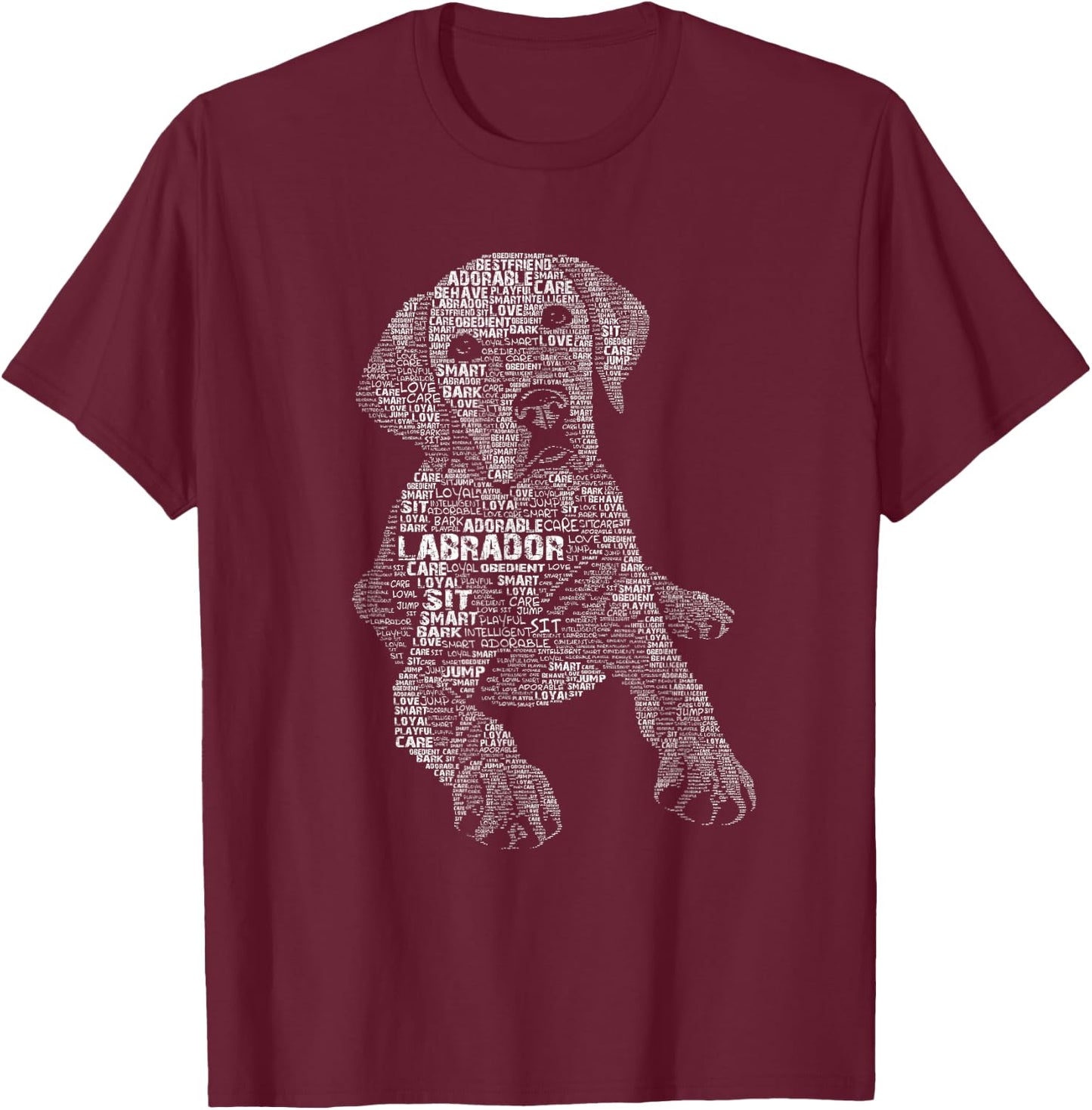 Yellow Chocolate Black Labrador Retriever - Caligram Style T-Shirt - T-Shirt | Maroon