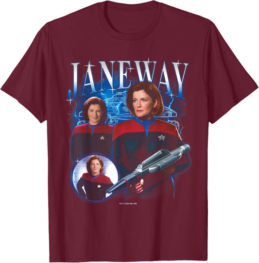 Star Trek: Voyager Janeway Heartthrob T-Shirt - T-Shirt | Maroon