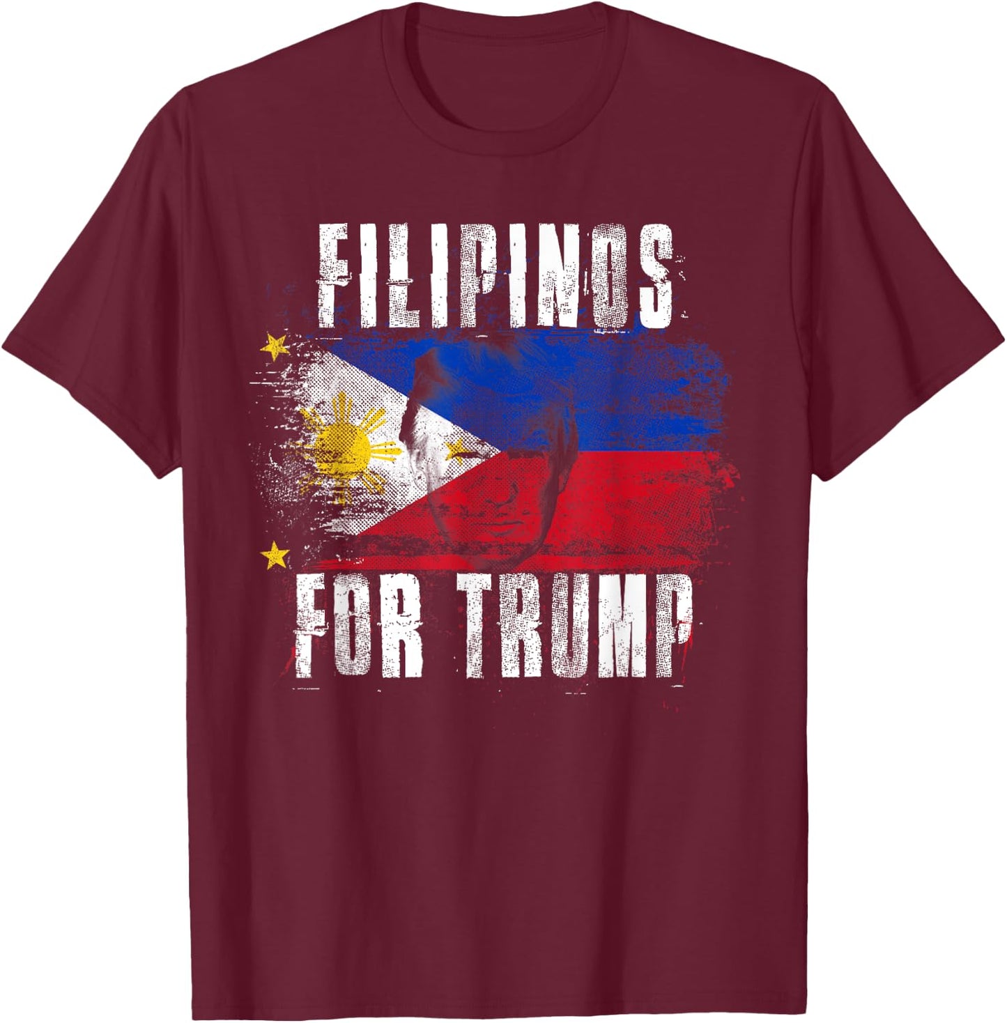 Filipinos For Trump - American and Philippines Patriotic Girls Kids Men T-Shirt - T-Shirt | Maroon