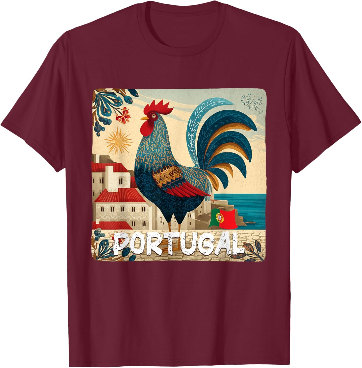 Amazing Portugal Rooster Costume for Boys and Girls T-Shirt - T-Shirt | Maroon