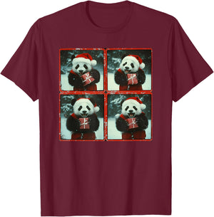 Panda With Santa Hat Panda Christmas T-Shirt - T-Shirt | Maroon