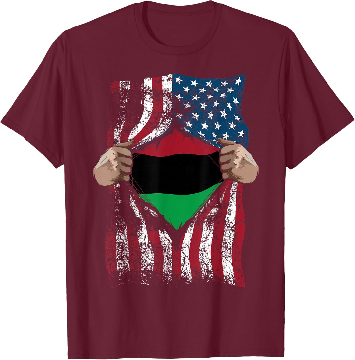 Pan African Unia Flag Shirt | Loyal Afro-Americans USA Gift T-Shirt - T-Shirt | Maroon