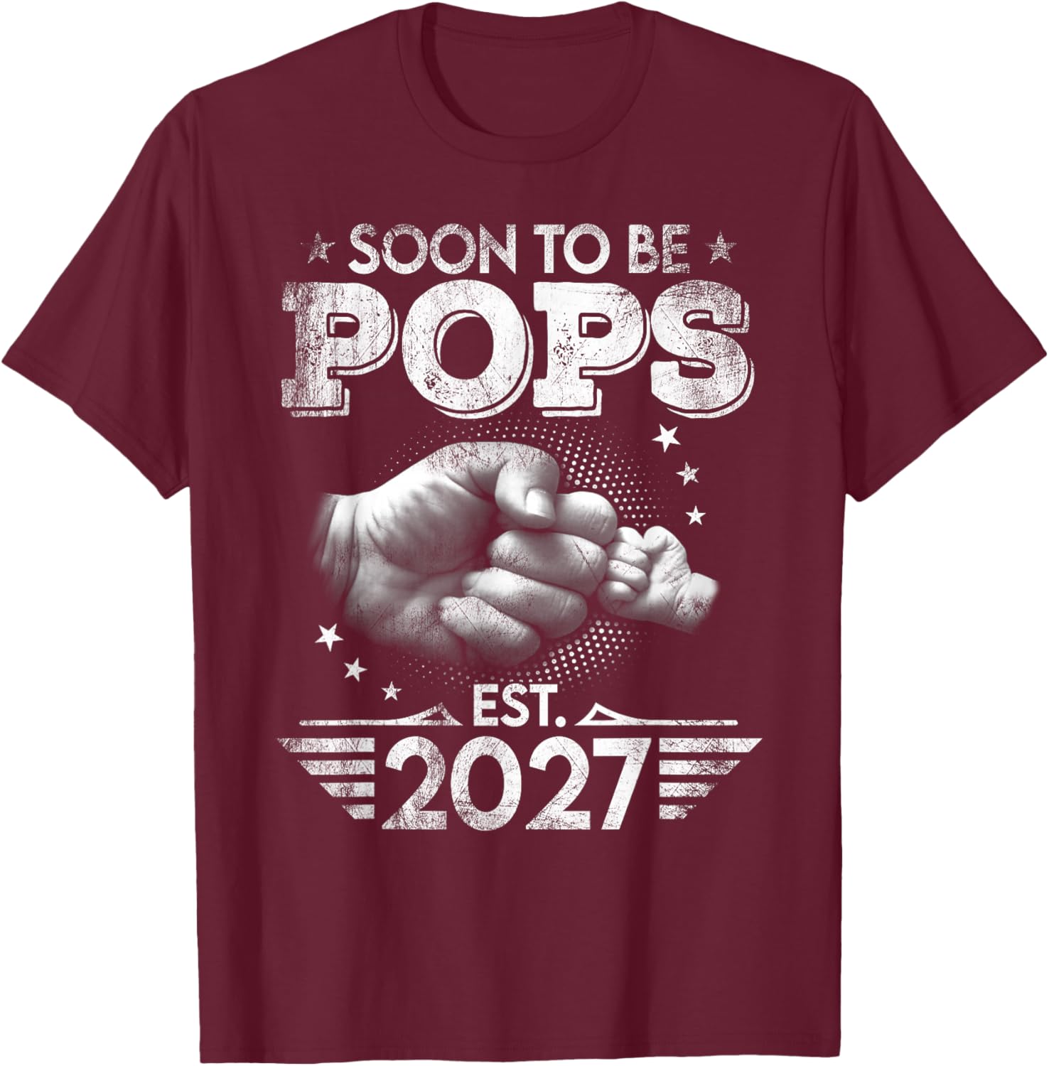 Pops est 2027 Loading Future New Dad T-Shirt - T-Shirt | Maroon