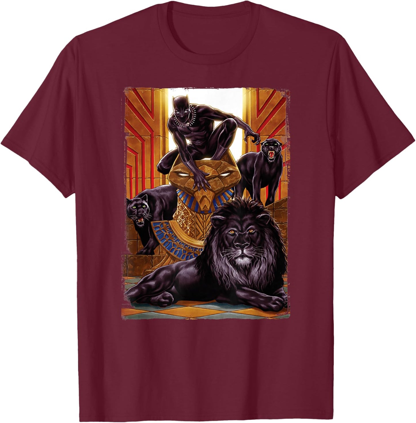 Marvel Black Panther King in The Lion's Den Graphic T-Shirt - T-Shirt | Maroon