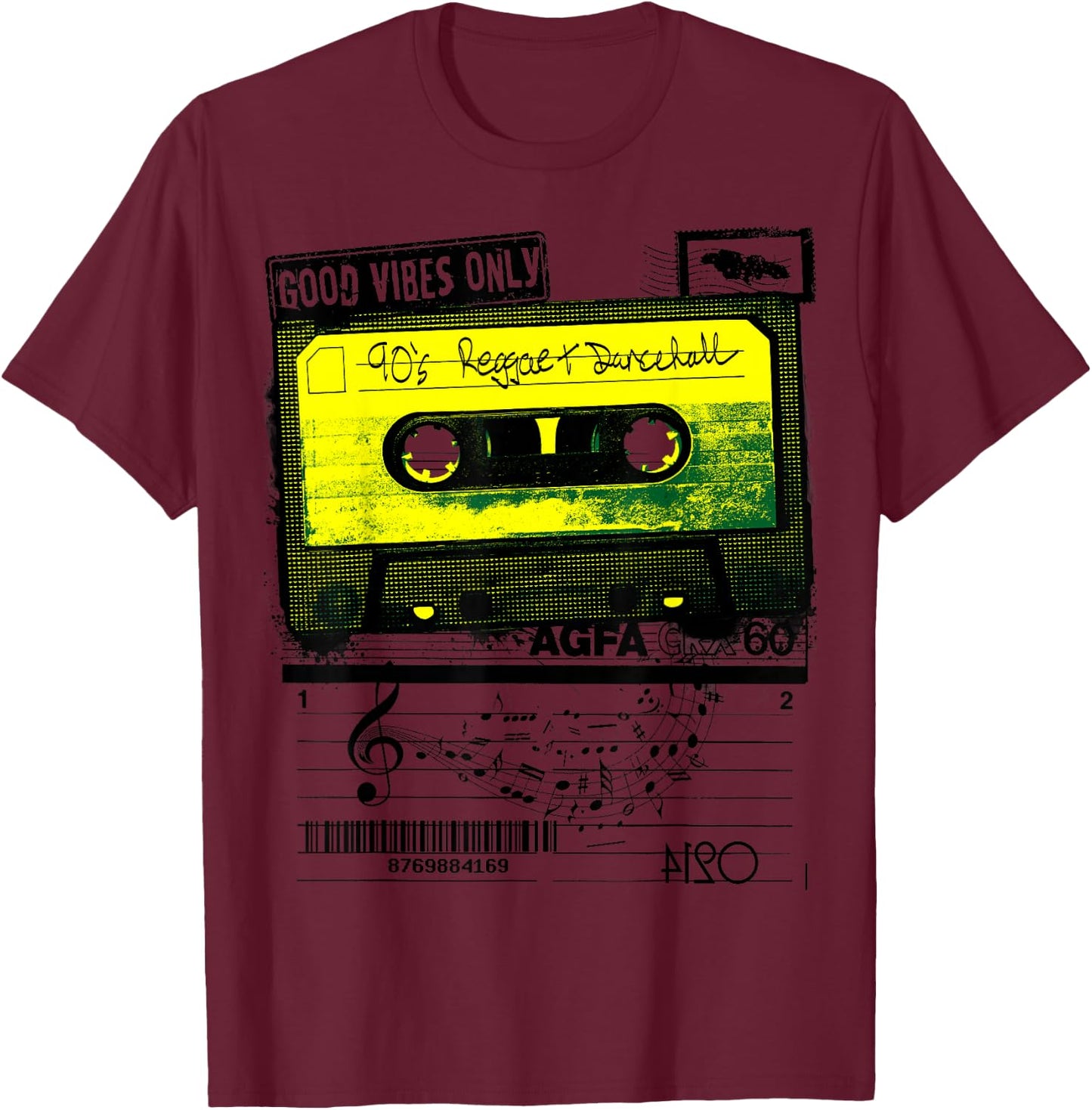Good Vibes - 90s Era Jamaican Reggae Dancehall T-Shirt - T-Shirt | Maroon