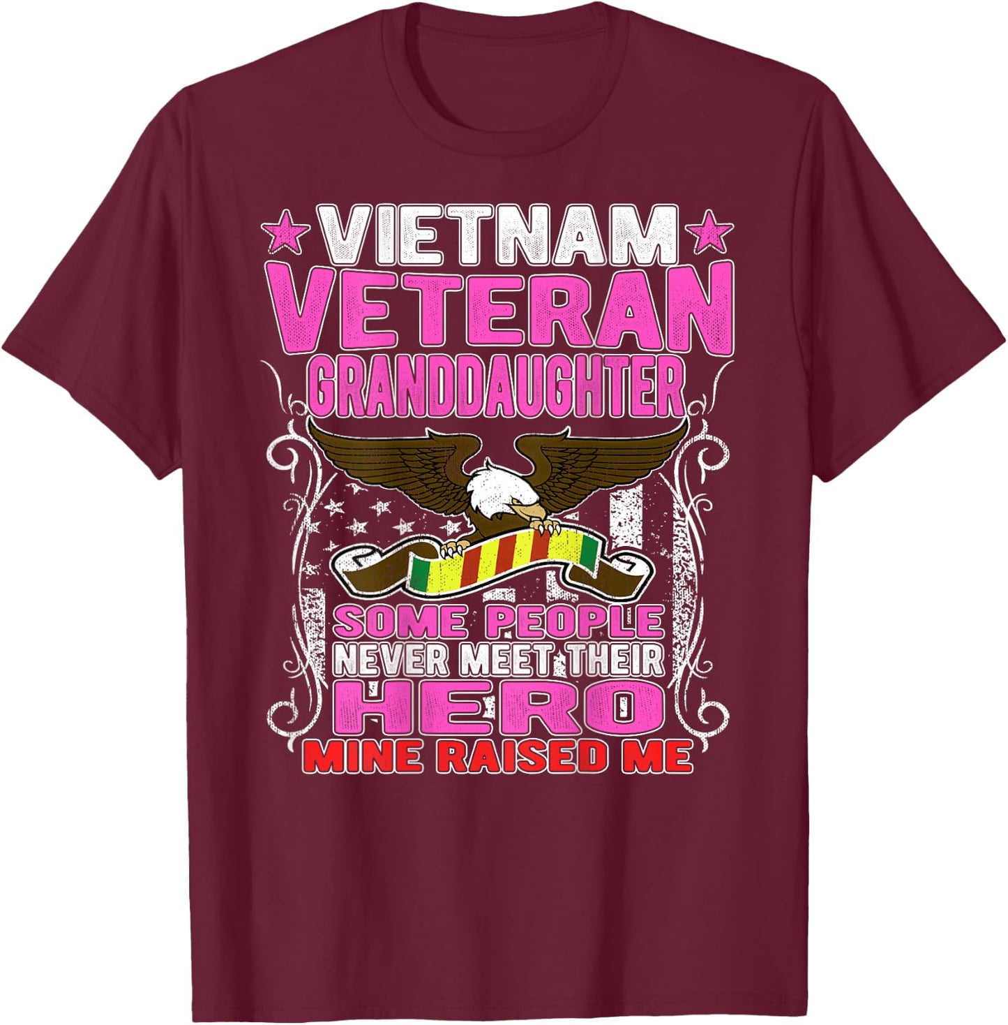 Proud Vietnam Veteran Granddaughter Shirt Military Vet Gift T-Shirt - T-Shirt | Maroon