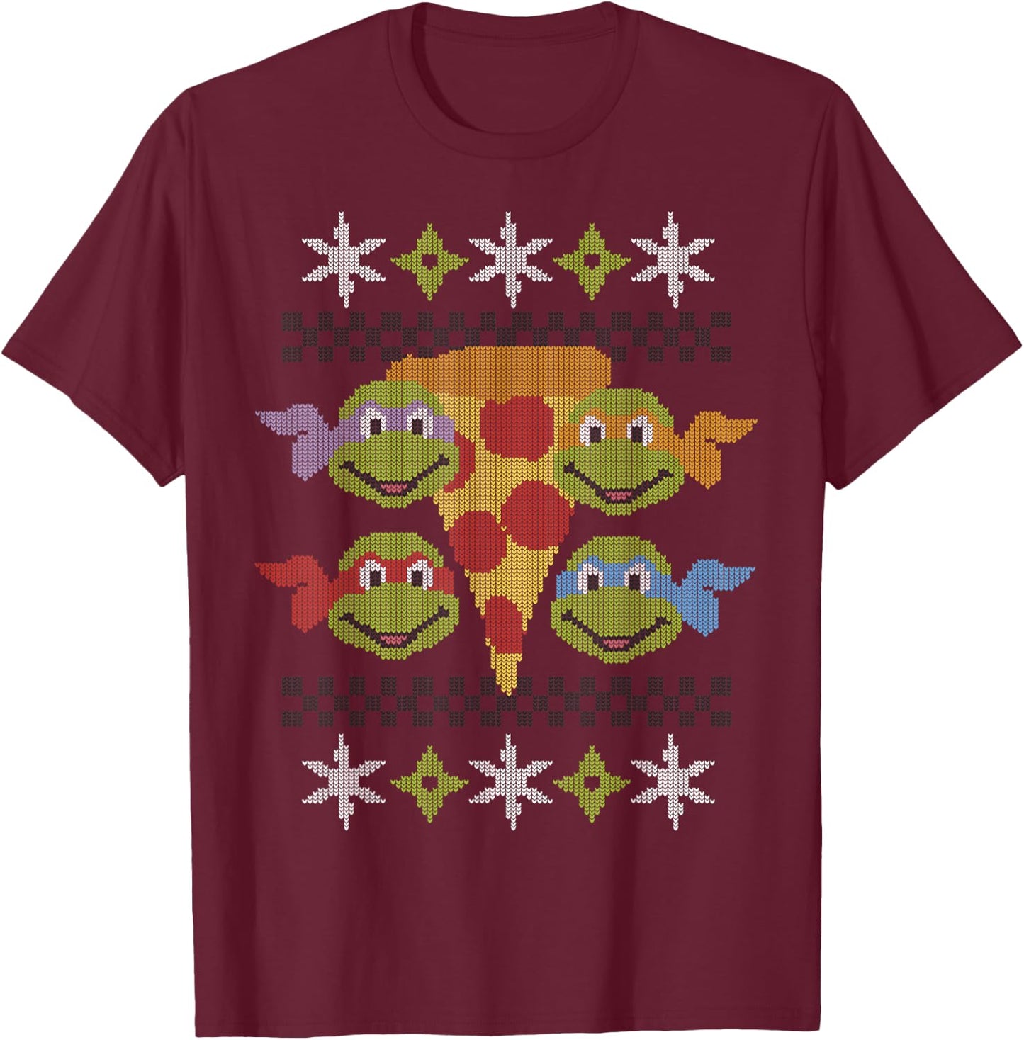 Teenage Mutant Ninja Turtles Holiday Pizza -Shirt T-Shirt - T-Shirt | Maroon