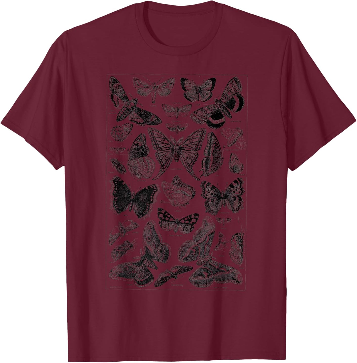 Vintage butterfly Illustration Butterflies Botanical Species T-Shirt - T-Shirt | Maroon