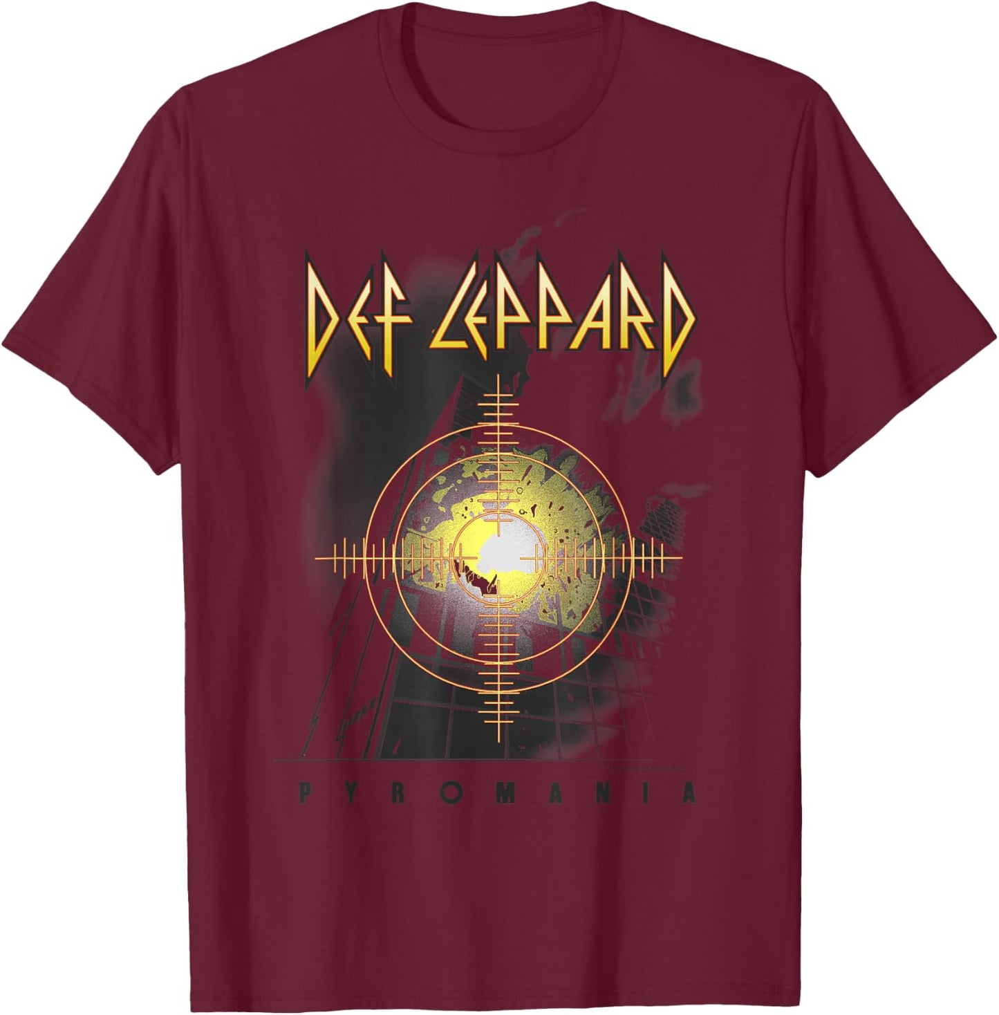 Def Leppard Pyro - Adult, Red, Small, Short Sleeve T-Shirt - T-Shirt | Maroon