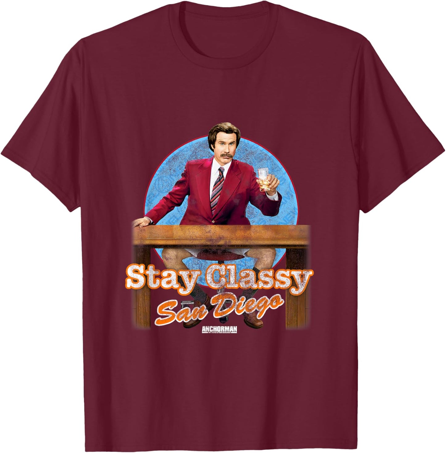 Anchorman Stay Classy San Diego T-Shirt - T-Shirt | Maroon