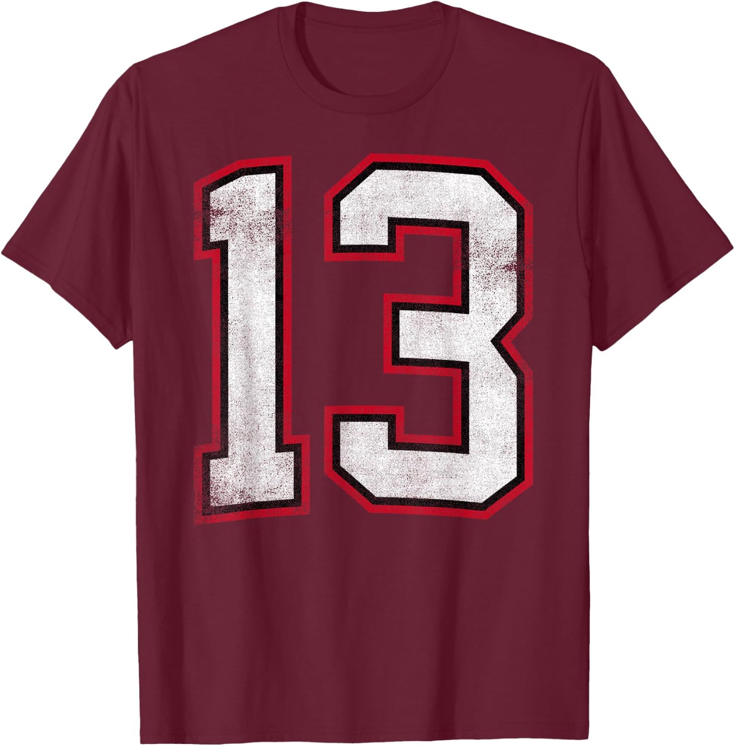 Number Thirteen 13 T-Shirt - T-Shirt | Maroon