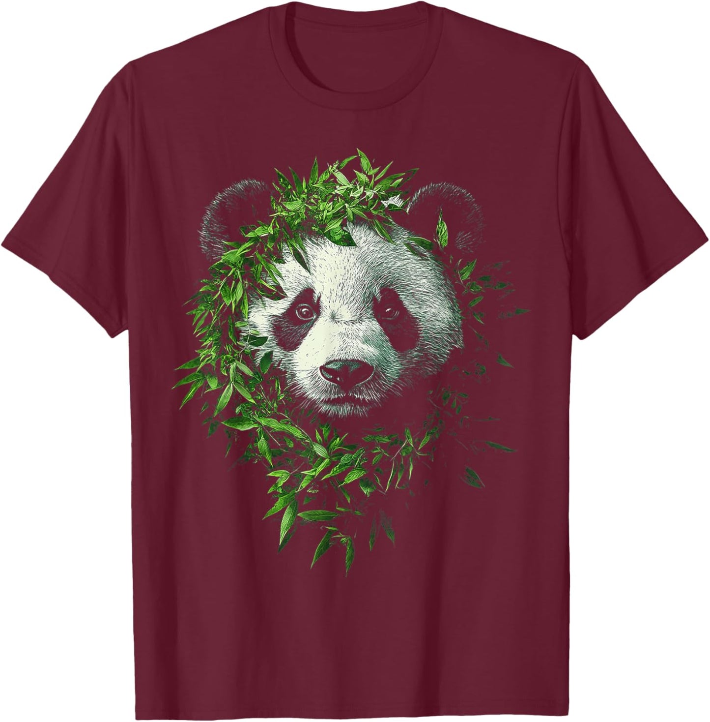 Panda Cute Face Animal Lover Drawing Motif Panda T-Shirt - T-Shirt | Maroon
