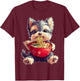 Yorkshire Terrier Yorkie Dog Japanese Ramen Noodles Kawaii T-Shirt - T-Shirt | Maroon