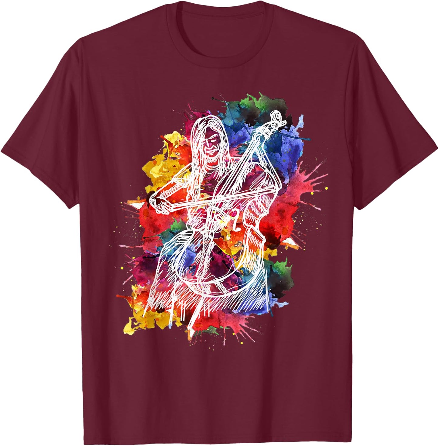Cello Cellist Player Gift Instrument Art T-Shirt - T-Shirt | Maroon